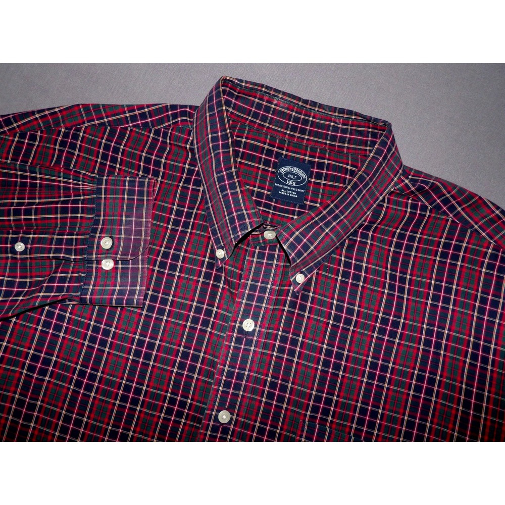 Brooks Brothers 1818 Long Sleeved Plaid Casual Button Up Shirt Men's 4XL Tall